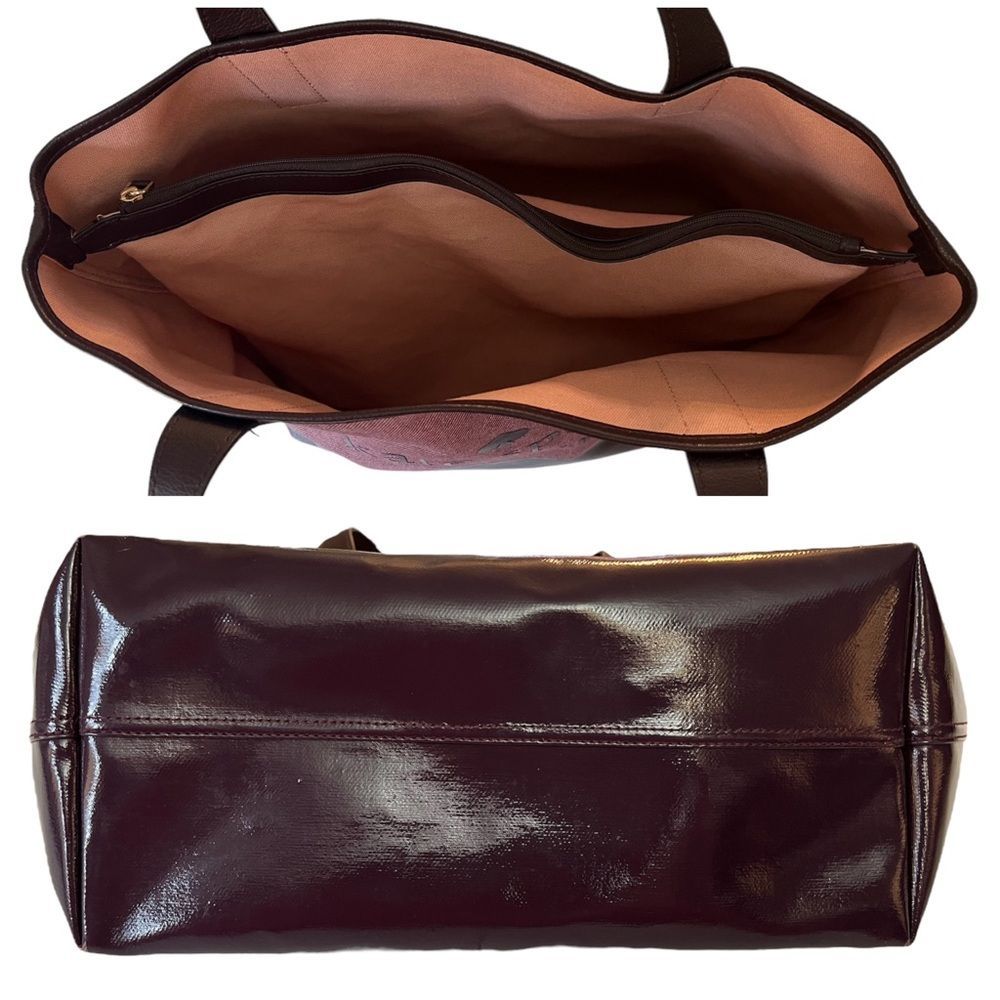 Kate Spade Ash Street Logo Triple Compartment Tote GUC Cotton Twill Leather Trim - Picture 5 of 14